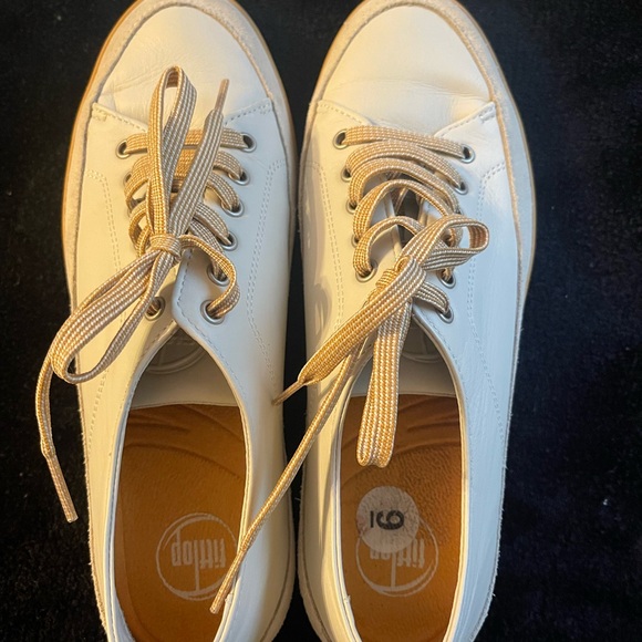 Fitflop leather‎ beige sneakers lace up size 9 - Picture 7 of 10